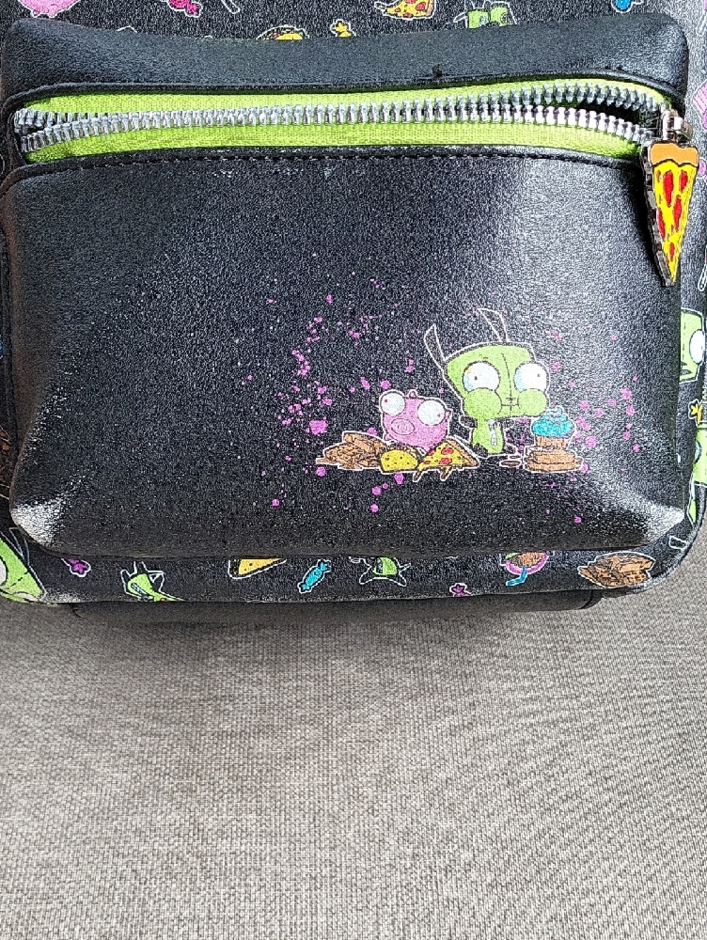 Invader Zim Black Cartoon Mini Backpack with Neon Accents - Picture 2 of 6